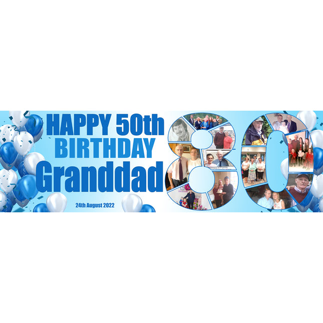80th Birthday Number Photo Collage Party Personalised Banner