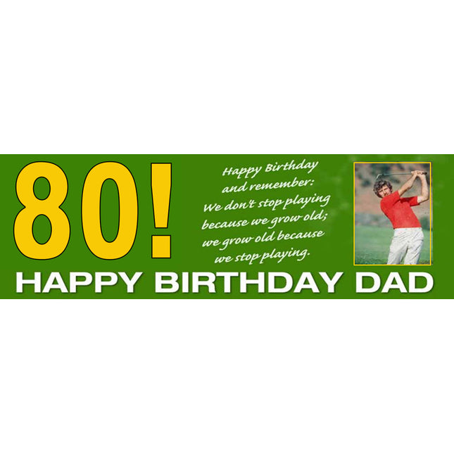 Golf Never Stops 80th Birthday Personalised Photo Banner