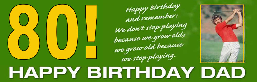 Golf Never Stops 80th Birthday Personalised Photo Banner