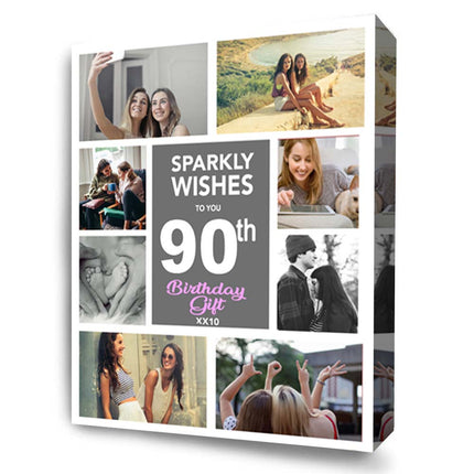 Sparkly Wishes On Your 90th Birthday - Framed Photo Collage