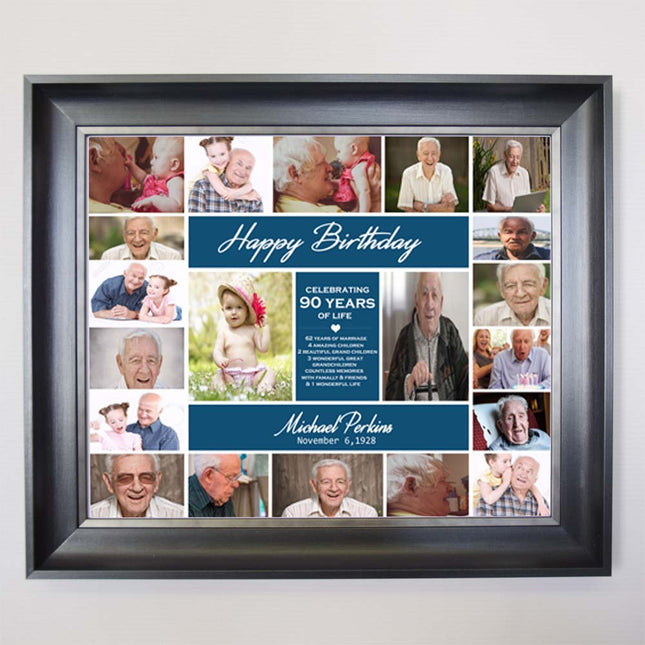 90th Birthday Celebration Framed Photo Collage