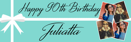 All Wrapped Up 90th Birthday Personalised Photo Banner