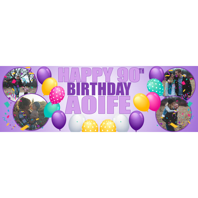 90th Birthday Circle It Up Personalised Photo Banner
