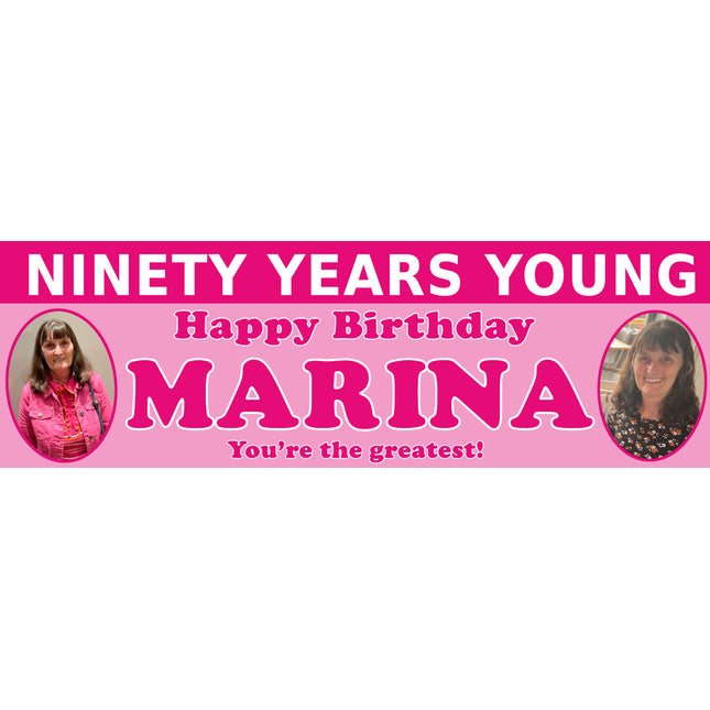 Years Young 90th Birthday Personalised Photo Banner