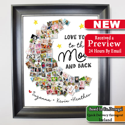 I Love You To The Moon and Back Engagement Framed Photo Collage