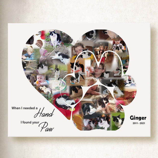 Heart & Paw Memorial Photo Collage On Canvas