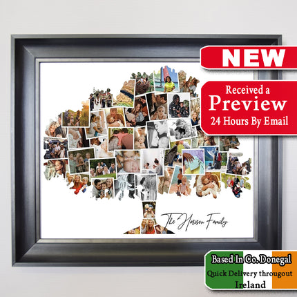 Jigsaw Merged Family Tree Photo Collage Framed