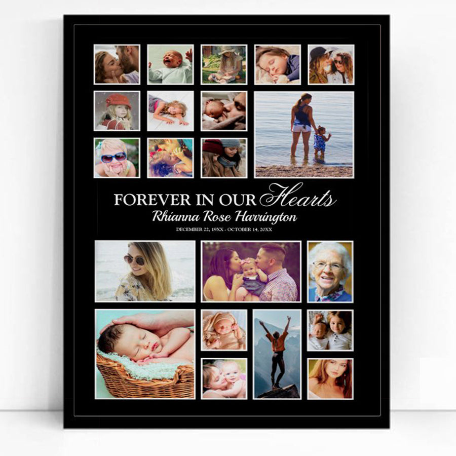 Forever In Our Hearts Memorial Photo Collage Remembrance Gift