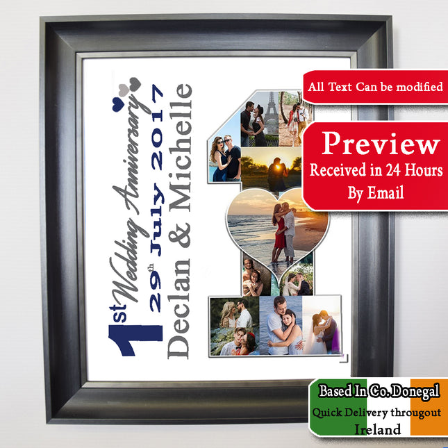 Our First Anniversary Number Collage Framed Gift