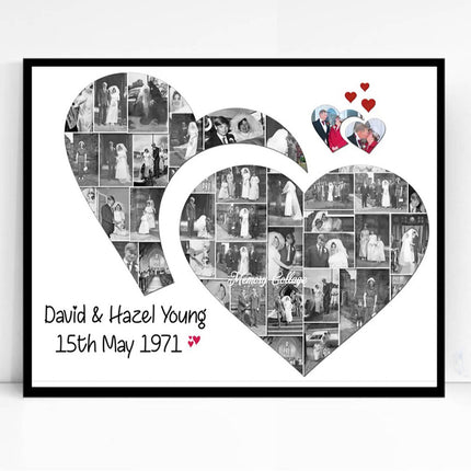 Mr & Mrs Wedding Day Heart Collage Framed Gift