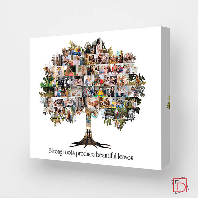 Tree Shaped Family Photo Montage Framed