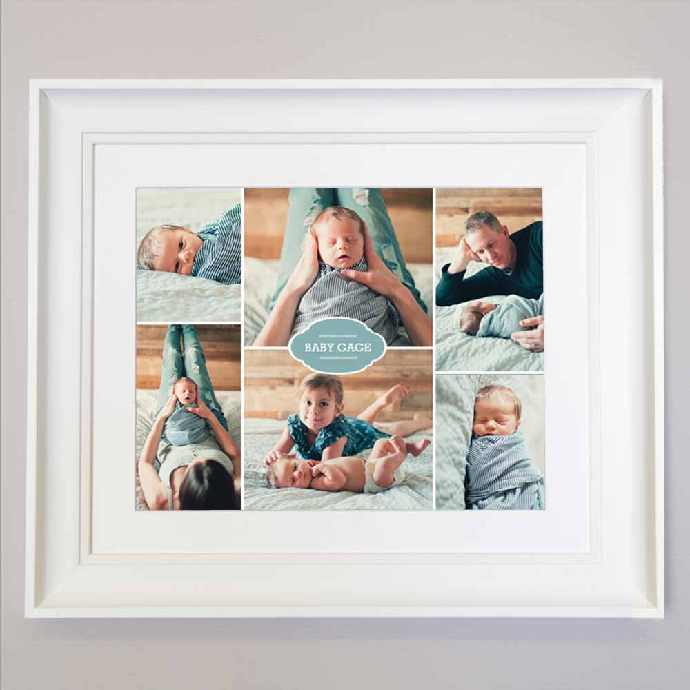 Front View of 6 photos gift Frame , New baby present , wall art, white frame, domore.ie