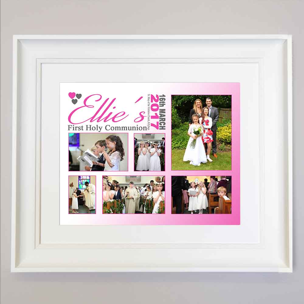 Cloudy First Communion Photo Collage Wall Art - Do More With Your Pictures
