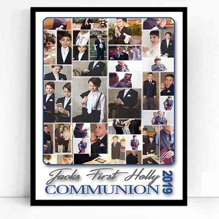 White Smoke My First Holy Communion Sentiment Framed Photo Collage