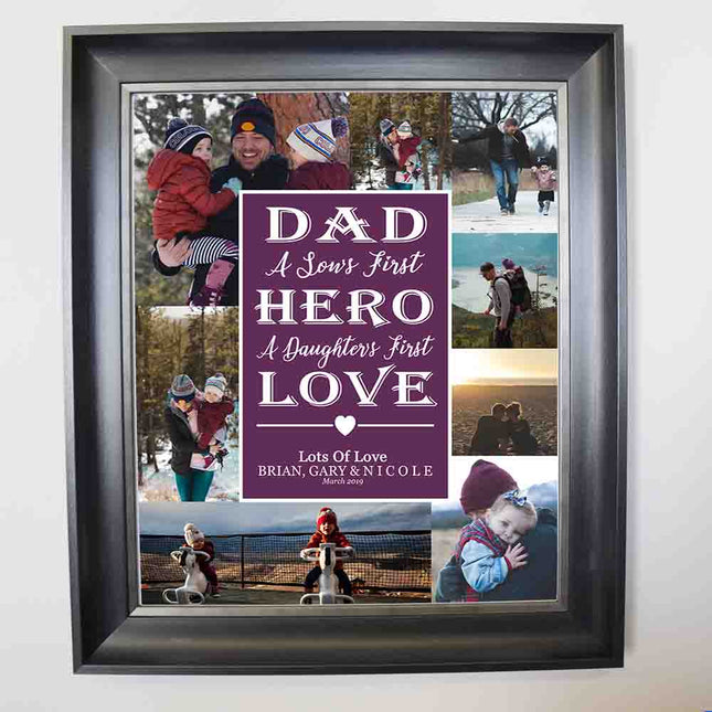 Dad is the First Hero & Love Is Dad Photo Collage Wall Art