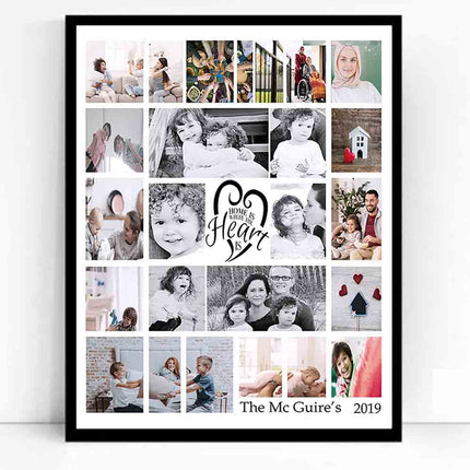 Home Is Where The Heart IS Framed Photo Collage - Do More With Your Pictures