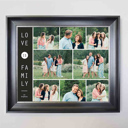 Dark Sea Green Love is Family Framed Photo Collage