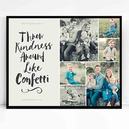 Gray Throw Like Confetti Framed Photo Collage