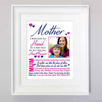 White Smoke Mother Holds Your Hand Sentiment Gift Frame
