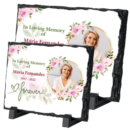 In Loving Memory Floral Memorial Gift on Slate