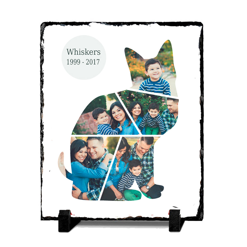 Whiskers Cat Remembrance Photo Collage Memorial Slate