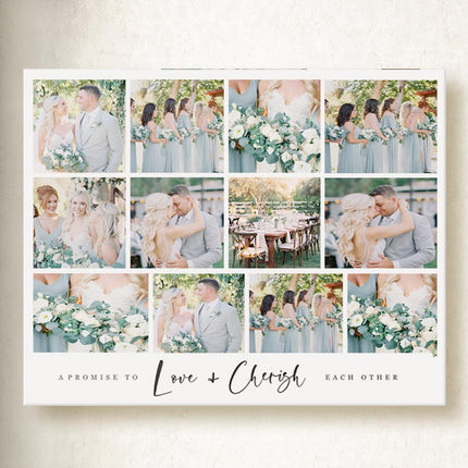 A Promise To Love And Cherish Wedding Collage On Canvas