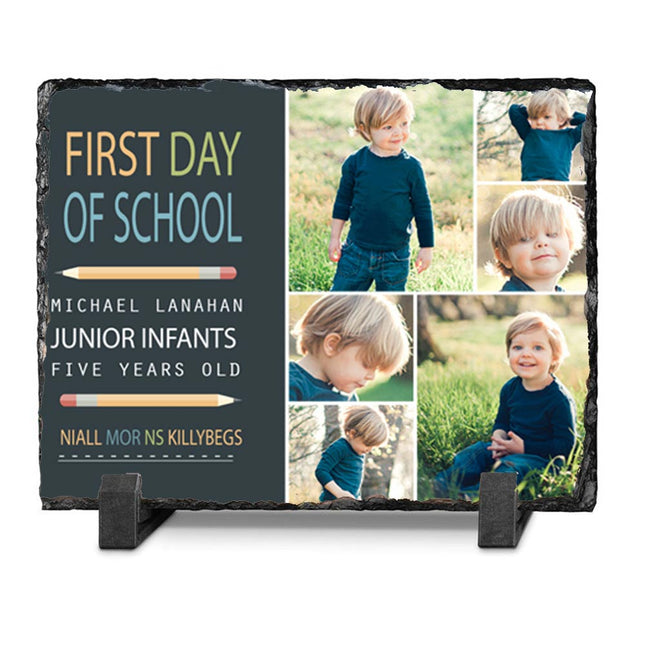 First Day At School Photo Collage On Slate