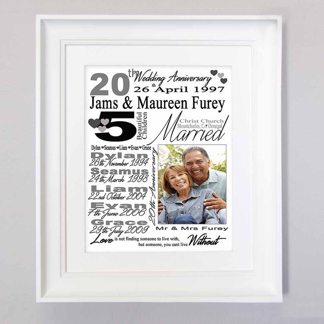 20th Wedding Anniversary Sentiment Frame - Do More With Your Pictures