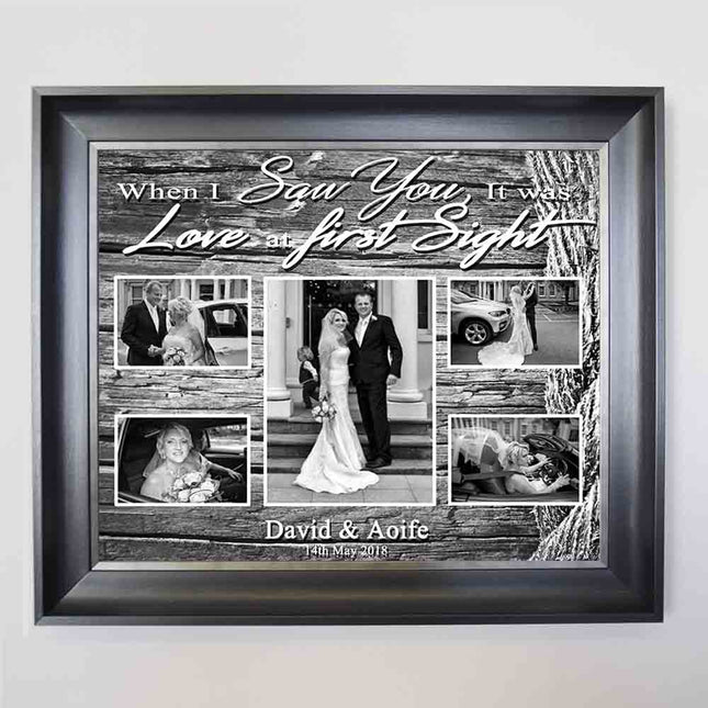 Slate Gray Our Love Story Framed Photo Collage