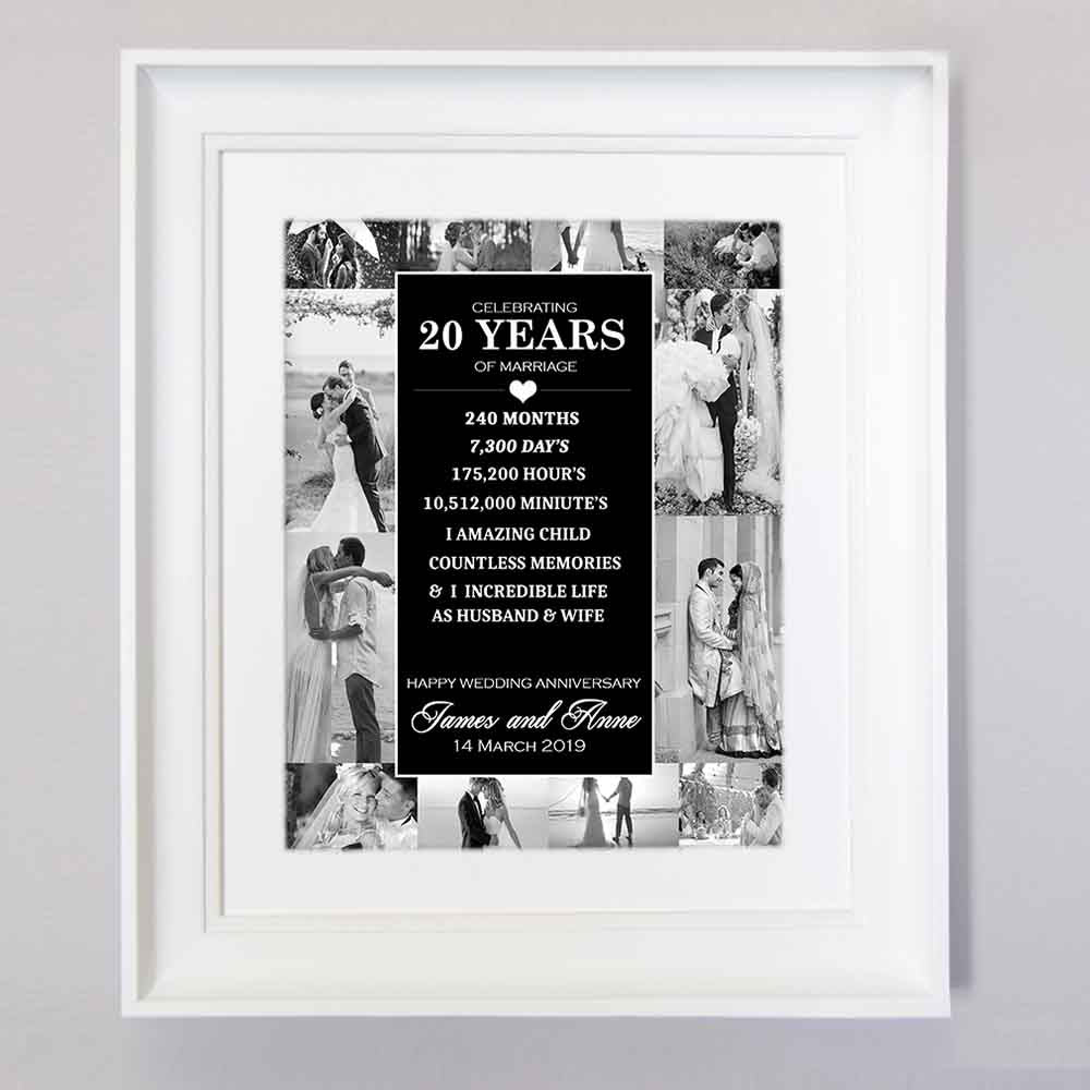 20th Wedding Anniversary Photo Collage Wall Art - Do More With Your Pictures