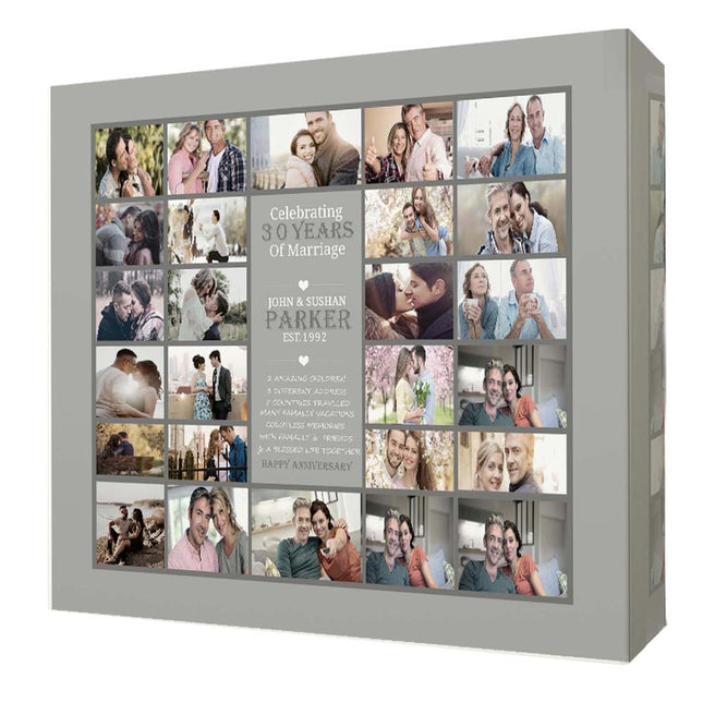 30th Pearl Wedding Anniversary Picture Collage On Canvas