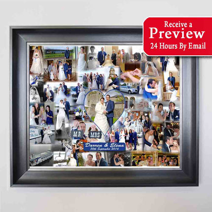 Our Wedding Bubble Framed Photo Collage