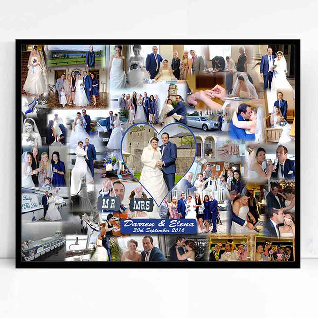Dark Gray Our Wedding Bubble Framed Photo Collage