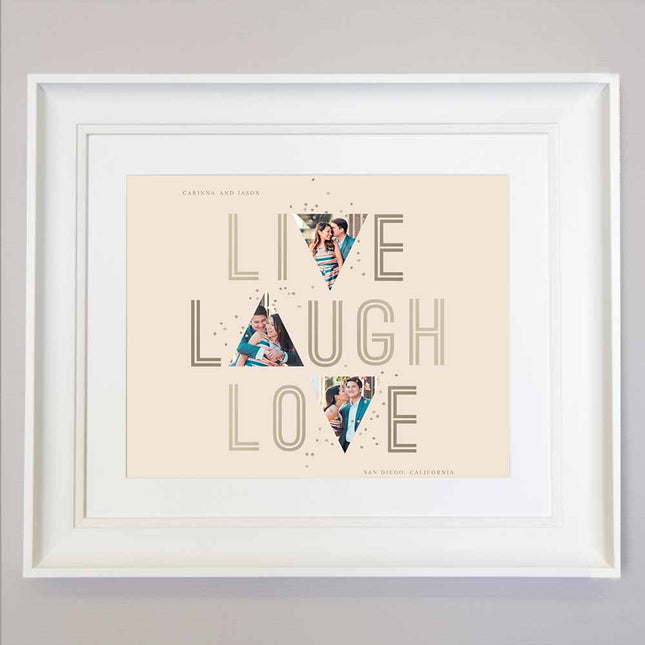 Antique White Live, Laugh, Love  Photo Collage Wall Art