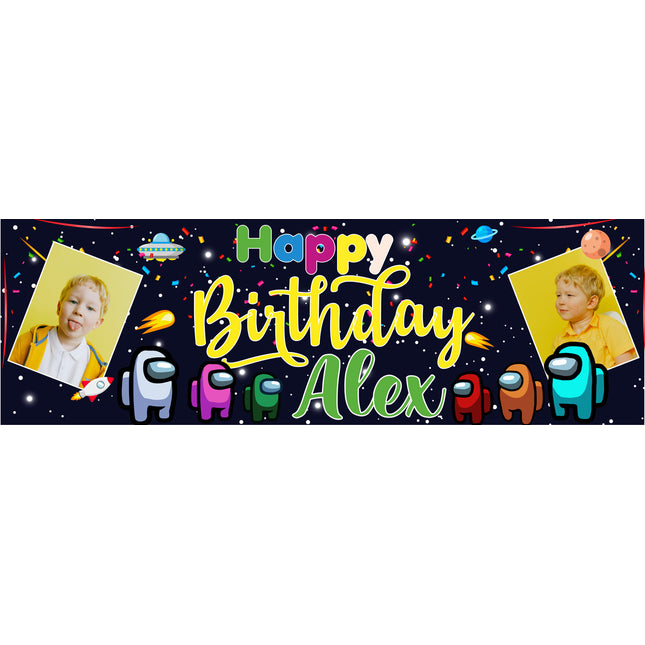 Among Us  Birthday Party Personalised Photo Banner
