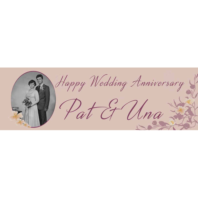 Floral Wedding Anniversary Party Personalised Banner