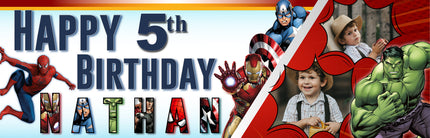 Marvel Avengers Personalised Photo Birthday Banner