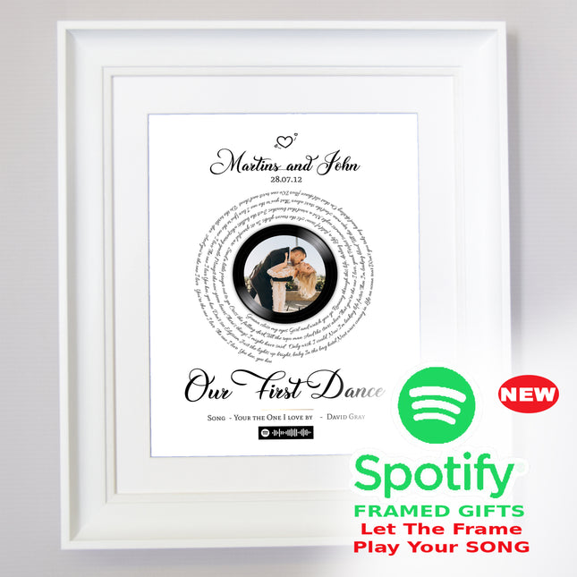 Our Wedding Song Disc  Framed Gift With Spotify Code