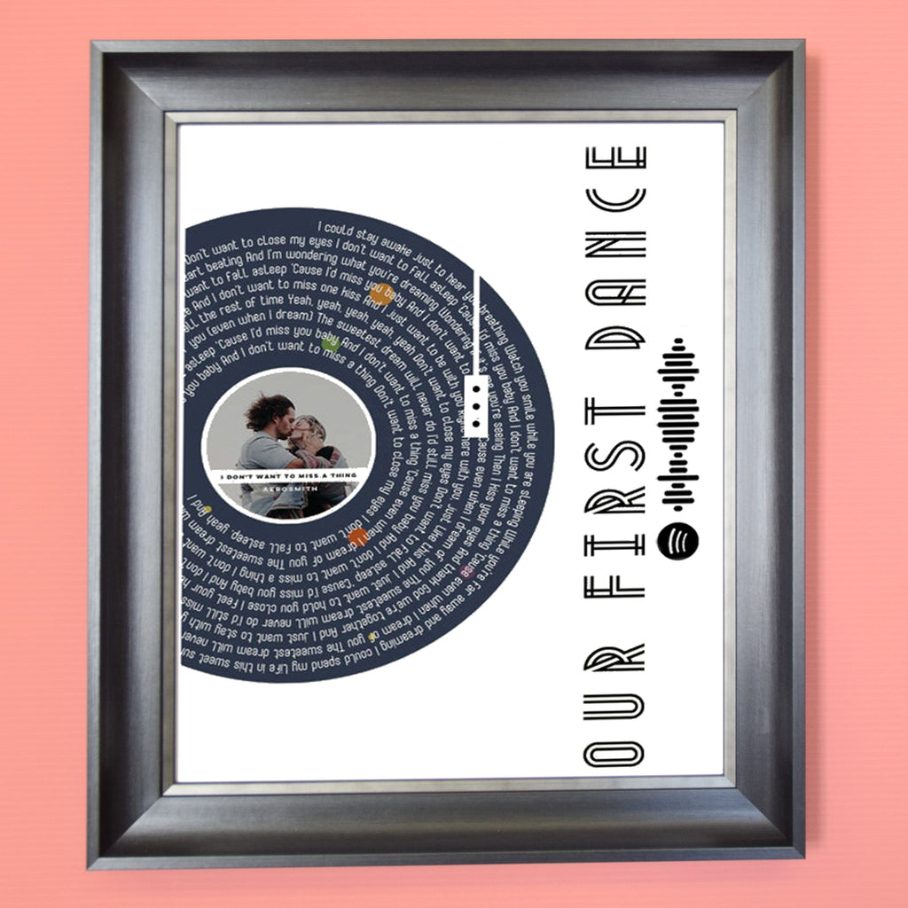 Our First Dance Song Lyrics Disc Unique Framed Wedding Gift With Spotify Code
