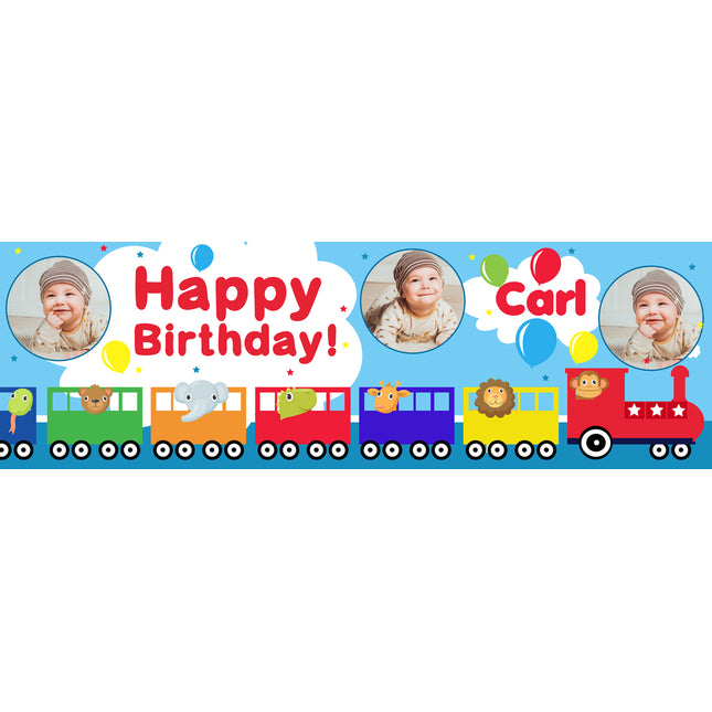 Train Time Party Personalised Photo Banner