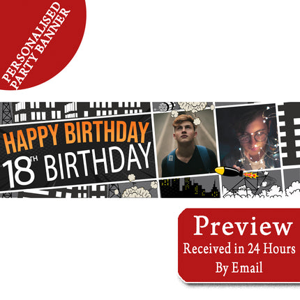 Comic Book Personalised 18th Birthday Photo Banner