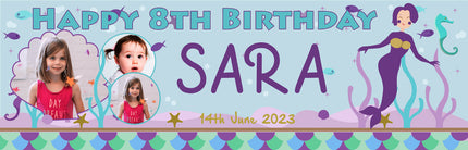 Little Mermaid Personalised Photo Birthday Banner