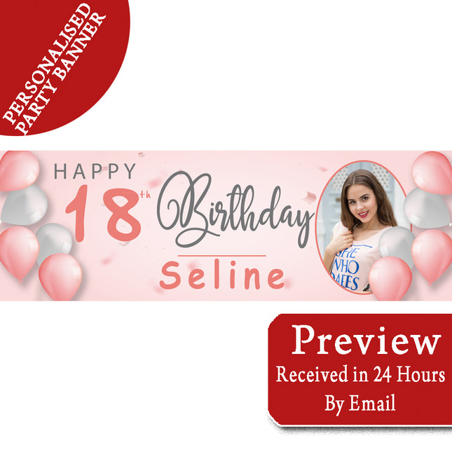 It A Balloon 18th Personalised Photo Collage Banner