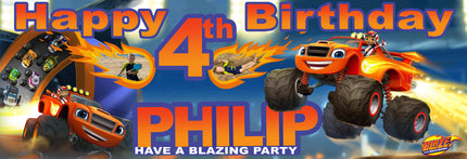 Blaze And The monster Machines Birthday Party Personalised Photo Banner
