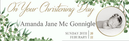 On Your Christening Day Personalised Photo Banner
