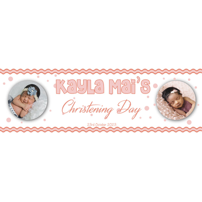 Rose Gold Personalised Christening Day Banner