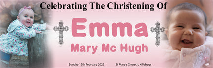 Blended Photo Personalised Christening Day Party Banner