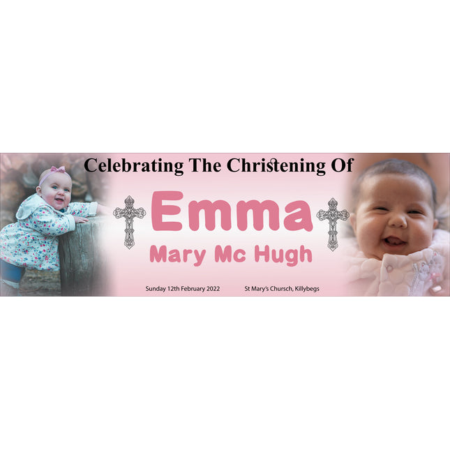 Blended Photo Personalised Christening Day Party Banner