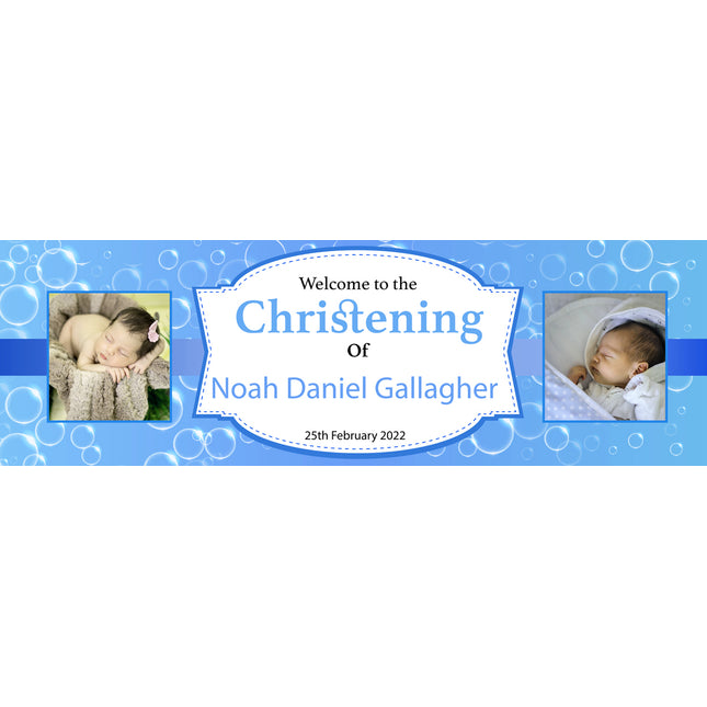 Framed Photo Personalised Christening Day Party Banner