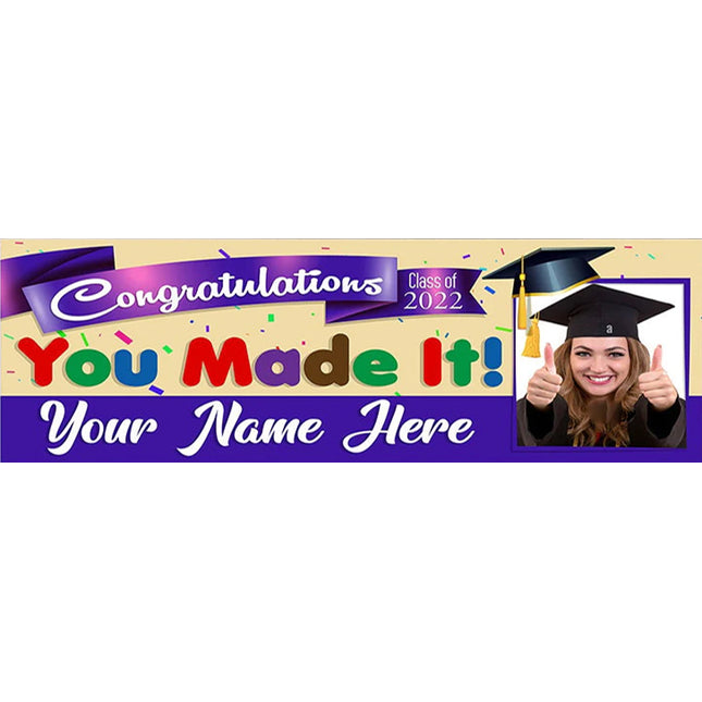 Fun Congratulations You Made It Personalised Graduation Banner